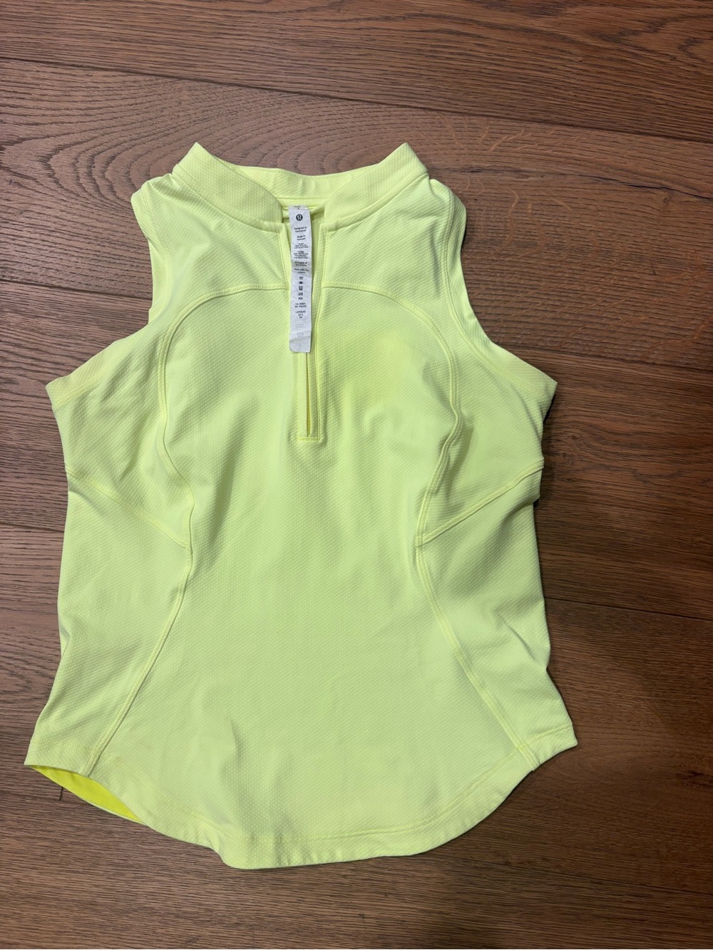 lululemon athletica Neon Yellow Zip-Front Sleeveless Tank